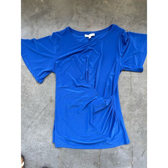 5 for $17 Chaus Royal Blur Twist Front Top L - Picture 2 of 5
